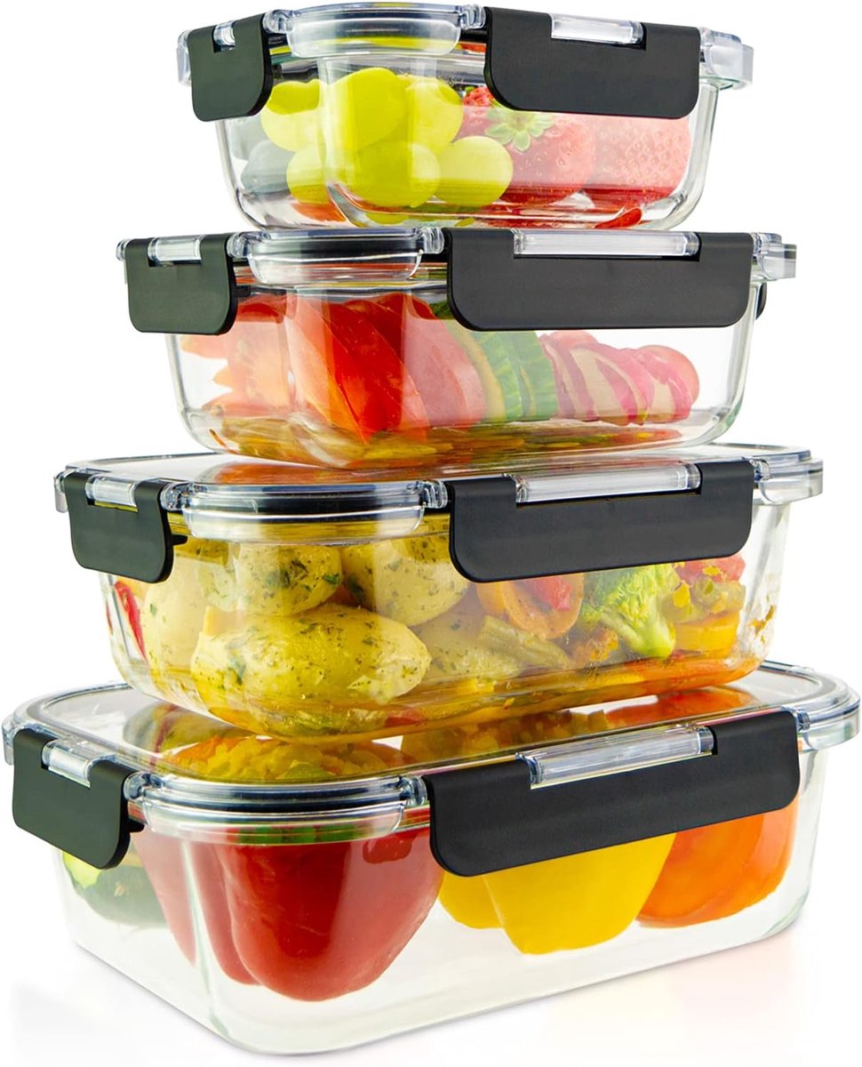 Glazen Vershoudbakjes - Glazen Opbergbakjes - Met Deksel - organizer
