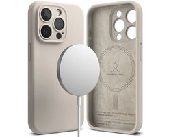 Ringke Silicone Hoesje Geschikt voor Apple iPhone 15 Pro | Compatible met MagSafe | Back Cover Hoesje | Siliconen | Beige