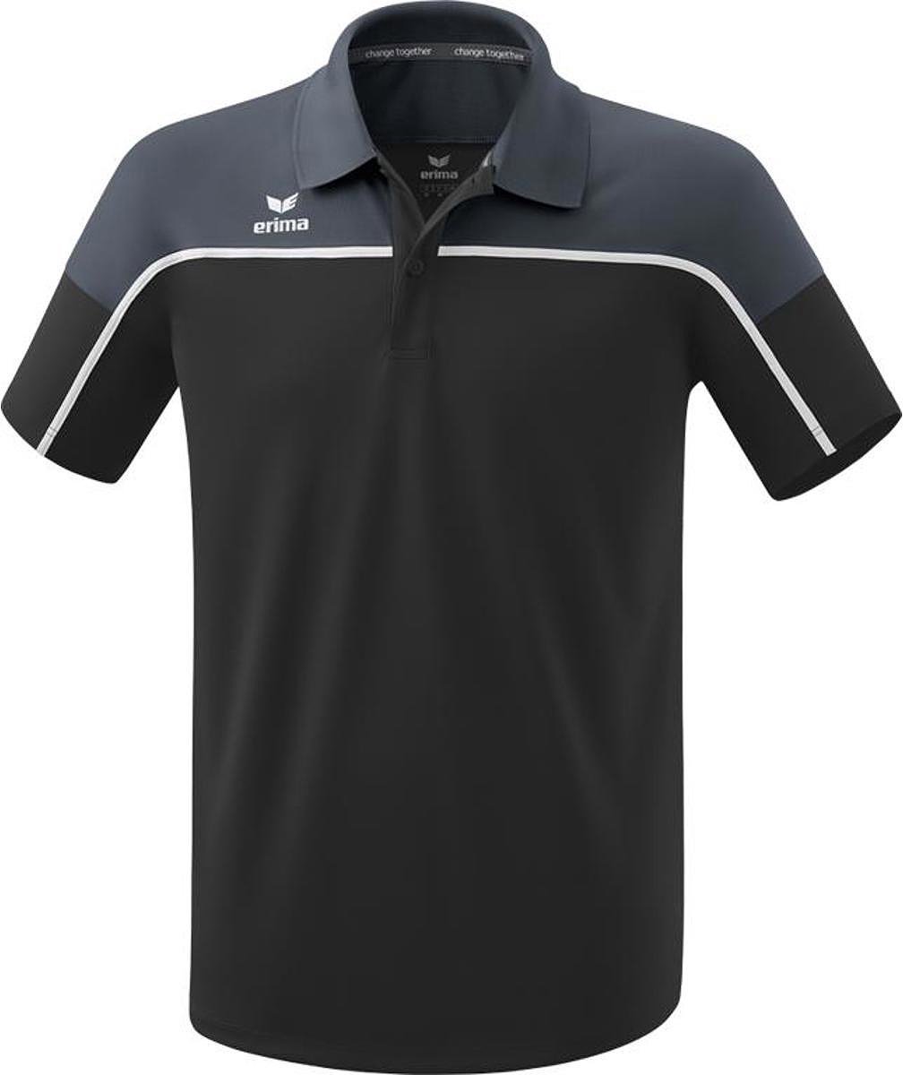 Erima Change Polo Heren - Zwart / Slate Grey / Wit | Maat: M