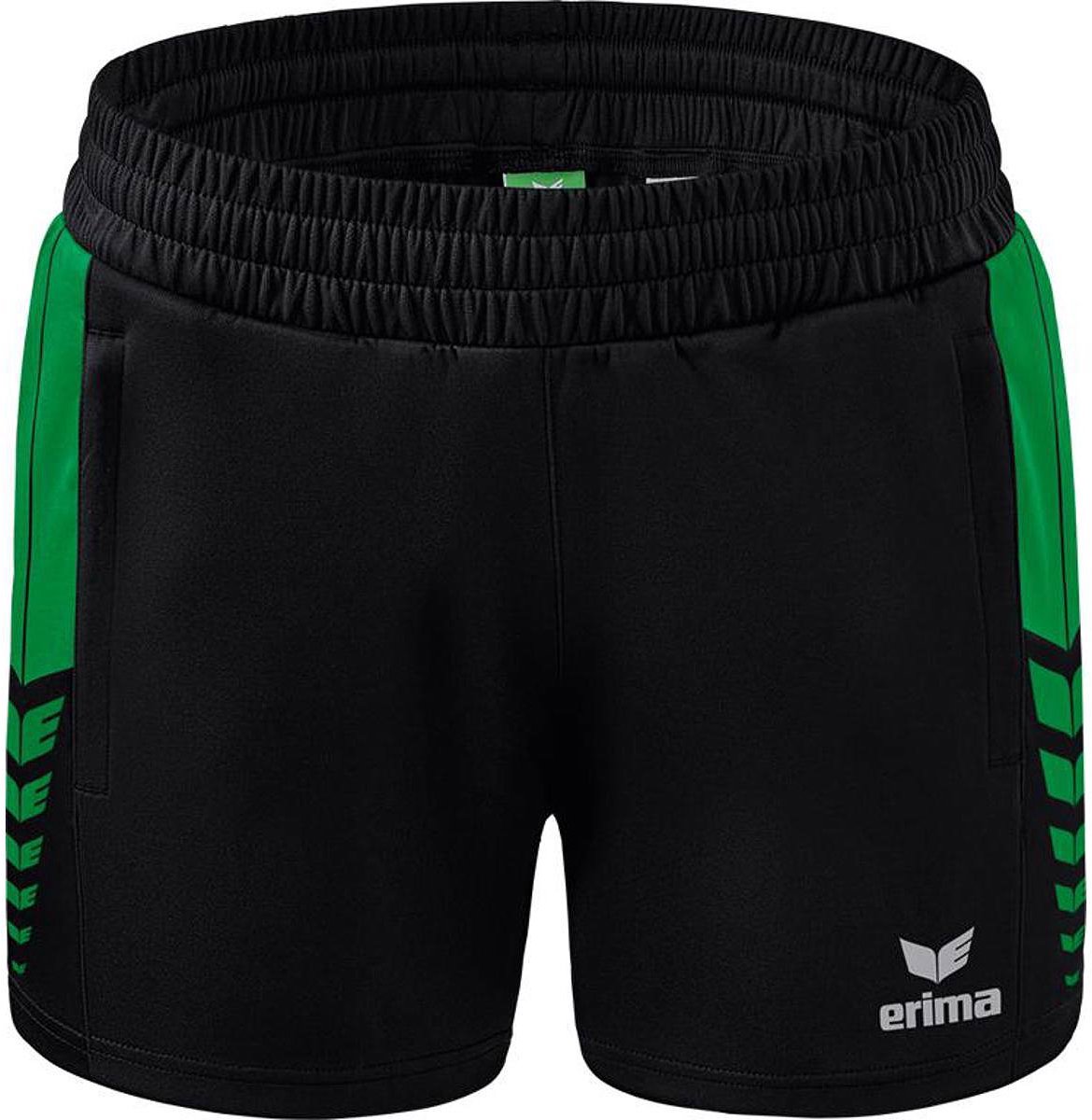 Erima Six Wings Worker Short Dames - Zwart / Smaragd | Maat: 44