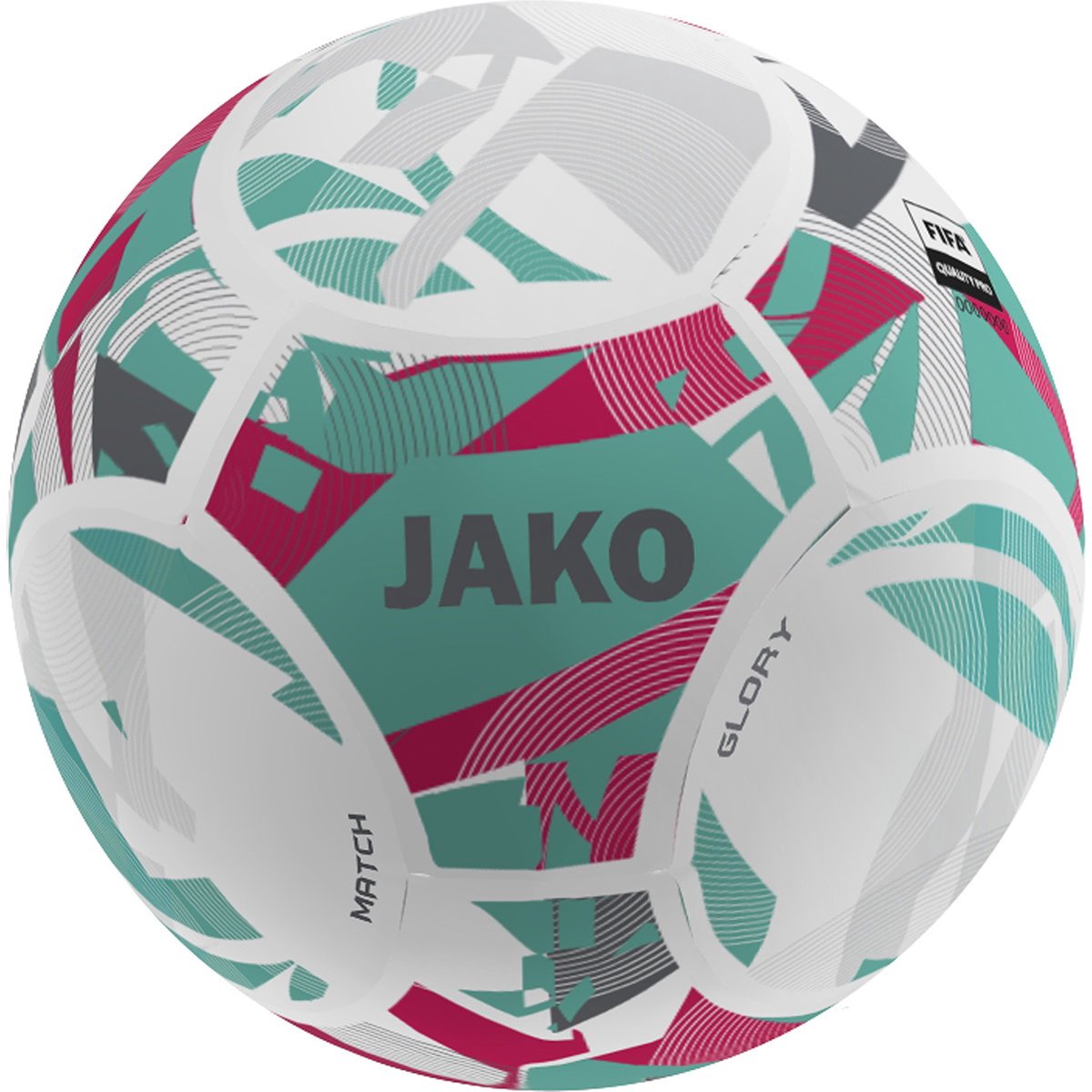 Jako Glory Wedstrijdbal - Wit / Rubine Red / Cool Grey | Maat: 5