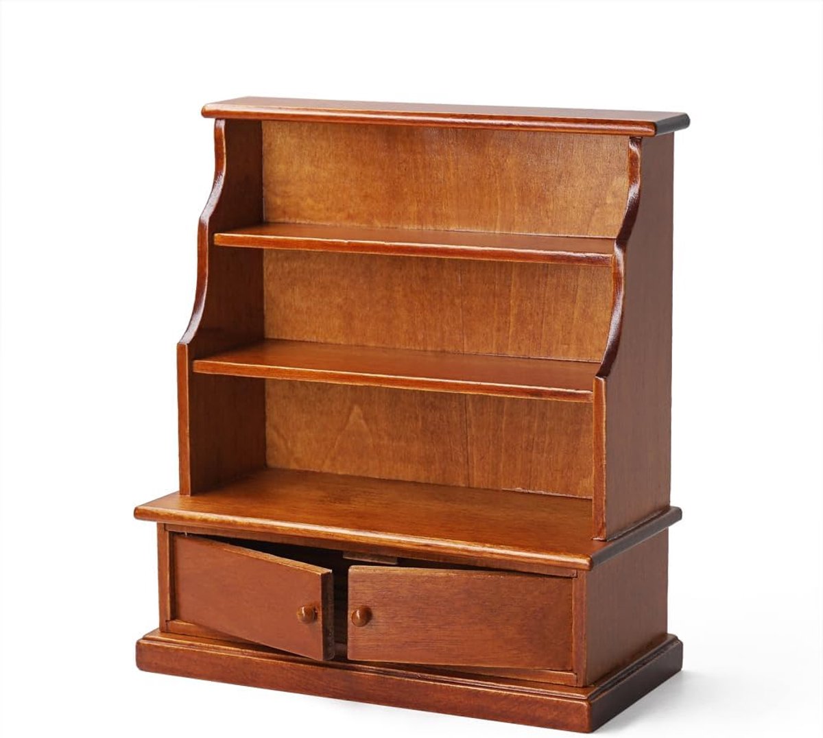 Miniatuur Boekenkast - Poppenhuis Meubel - Decoratie Display - Antiek Retro Stijl - 10.9 cm - Bruin