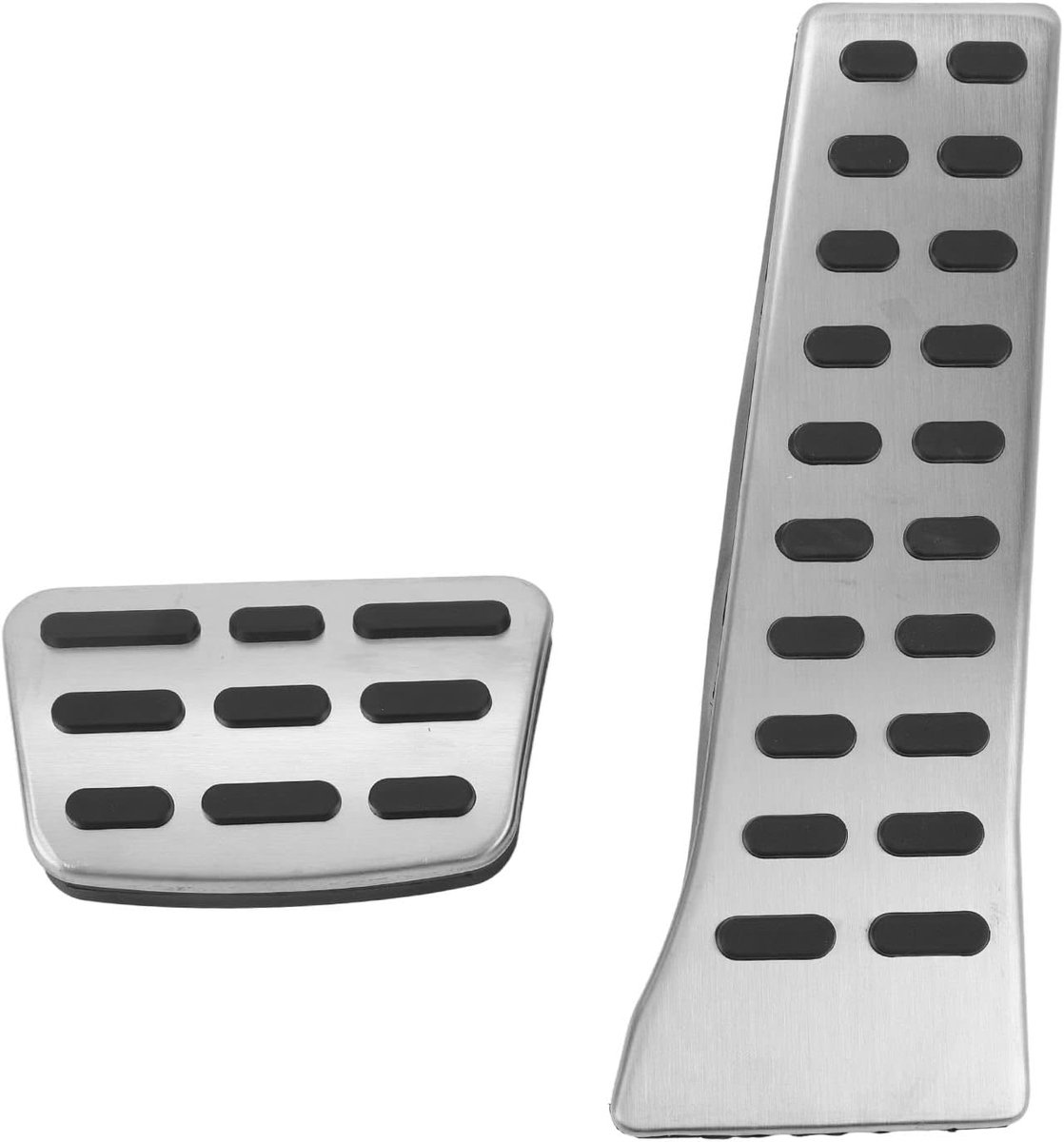 Auto Pedaal Covers - Antislip Pads - Veilige Rit - Roestvrij Staal Rubber - 24x9x8 cm - Zilver Zwart
