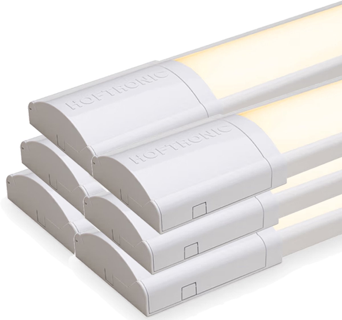 HOFTRONIC 6x HOFTRONIC - LED Batten 60cm - 20W 2400 Lumen - 3000K Warm wit - LED TL Armatuur - Voor werkplaats, schuur en als onderbouwverlichting - Incl. montageklemmen & quick connector - 5 jaar garantie