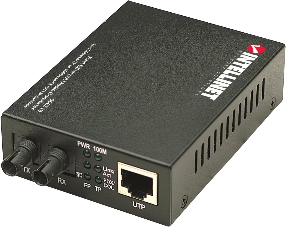 Mediaconverter Ethernet - Netwerk Kabel Converter - Netwerk Uitbreiding - Koper naar Glasvezel - 2 km Bereik - Zwart