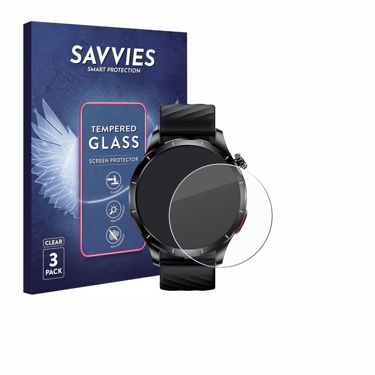 Savvies - Glas Screenprotector voor Lgnitek Aegis S1 1.43" - Gehard Beschermglas 9H 3 Stuks