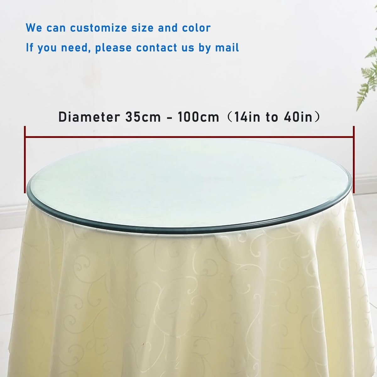 Glazen Tafelblad - Rond Glasplaat - Tafel Beschermen - Gevlamd Randen - 80cm Diameter - Bruin