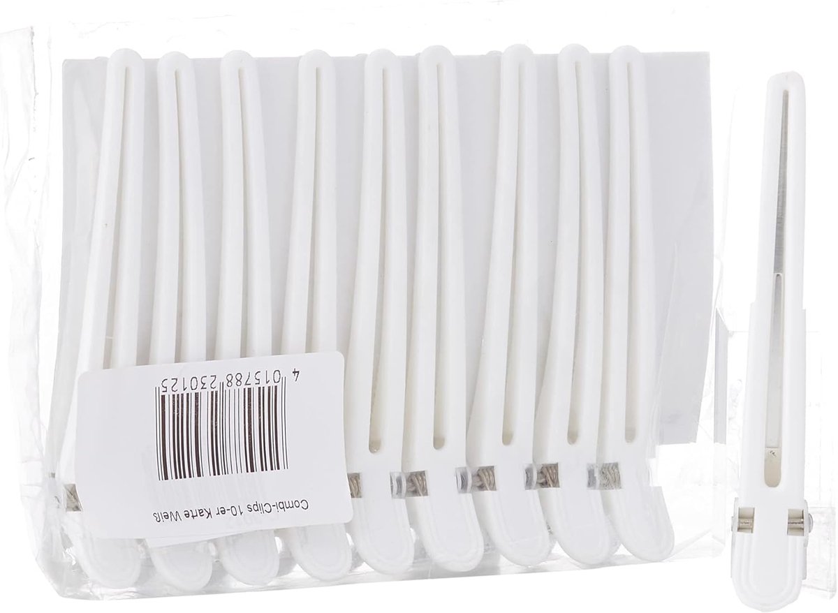 Haarclips Set - Scheidingsklemmen Styling - Haar Verdelen Föhnen - Zacht Kunststof Bovenbeen - 10 Stuks 95cm - Wit