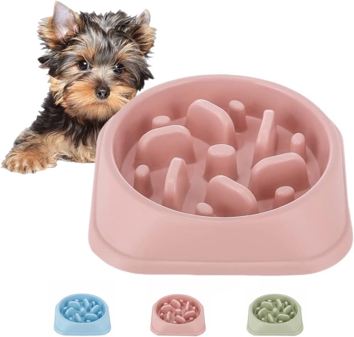 Honden Voerbak - Langzame eter - Gezond Eten - Antislip Bodem - 18 x 19 cm - Roze