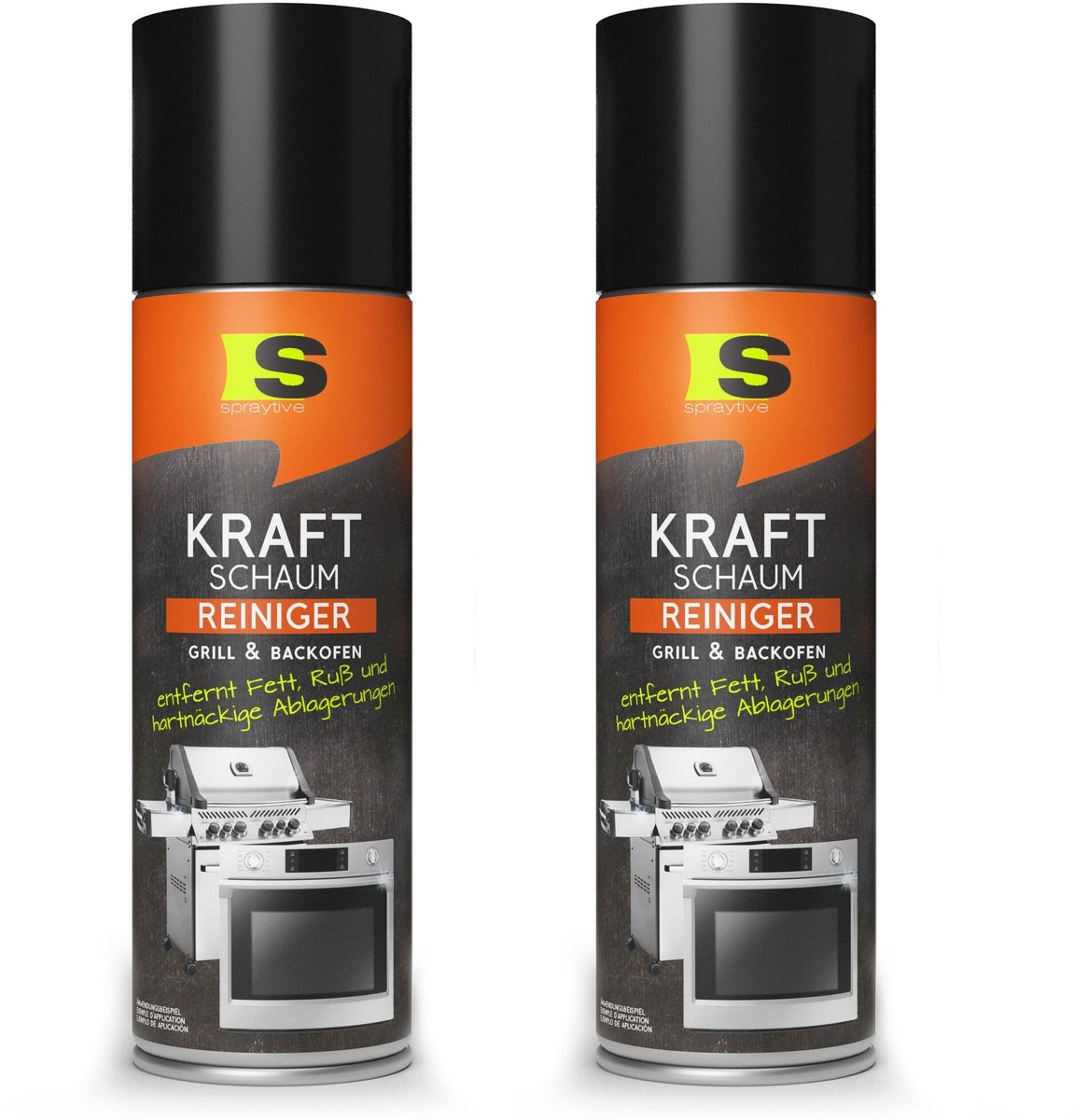 Spraytive 2x 500ml BBQ grillreiniger en ovenreiniger krachtige schuimreiniger vetverwijderaar voor grill oven en bakplaat zonder warmte