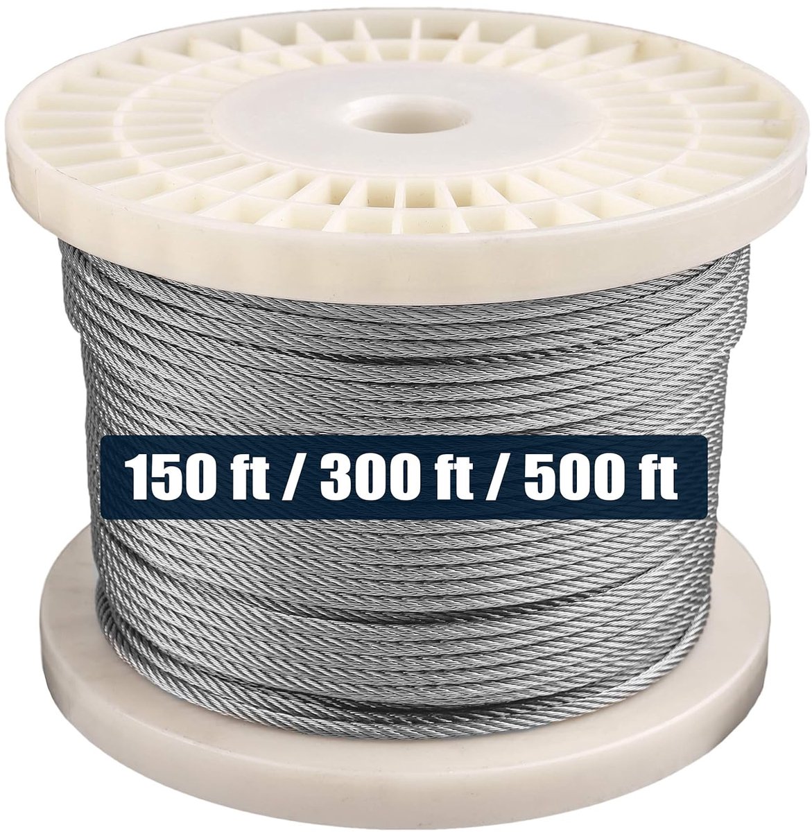 Roestvrij Staal Kabel - Balustrade Draad - Terrashekken Maken - 7x7 Draads Constructie - 150 Voet 1/8 Inch - Zilverkleurig