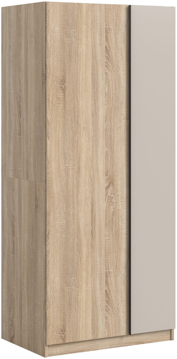 Furnilux Tweedeurs kledingkast in Sonoma Eik - Ruime opbergoplossing voor elke slaapkamer - 80x183x53cm eiken