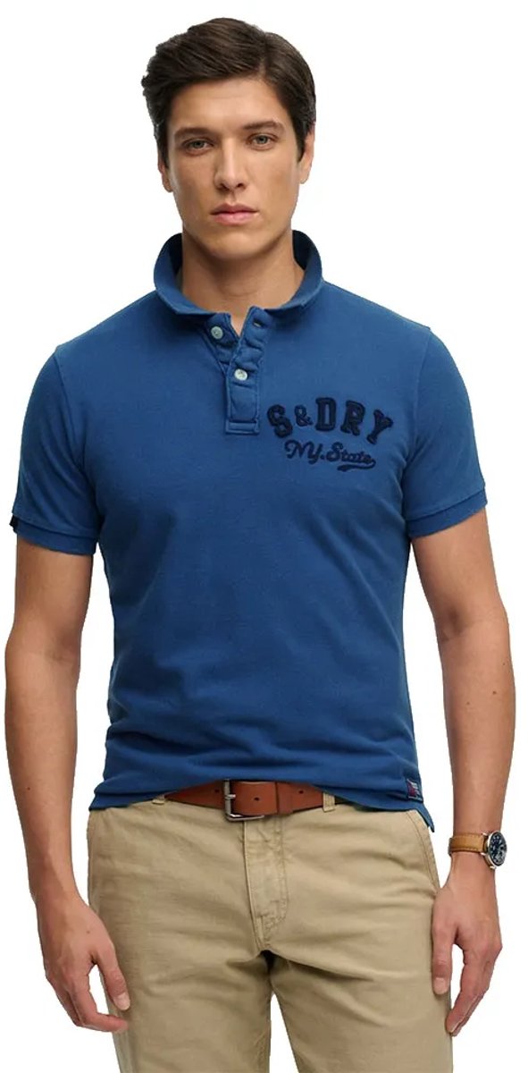 Superdry Poloshirt Vintage Athletic Polo M1110471a Bay Mannen Blauw