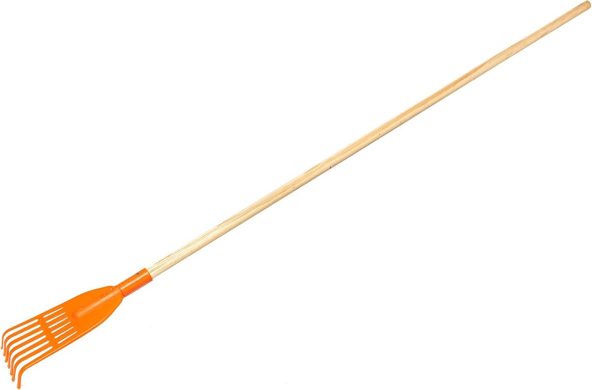 Bladhark - Tuinhark Waaierbezem - Gazon Schoonmaken - 7 Tanden Lichtgewicht - 456 Gram - Oranje