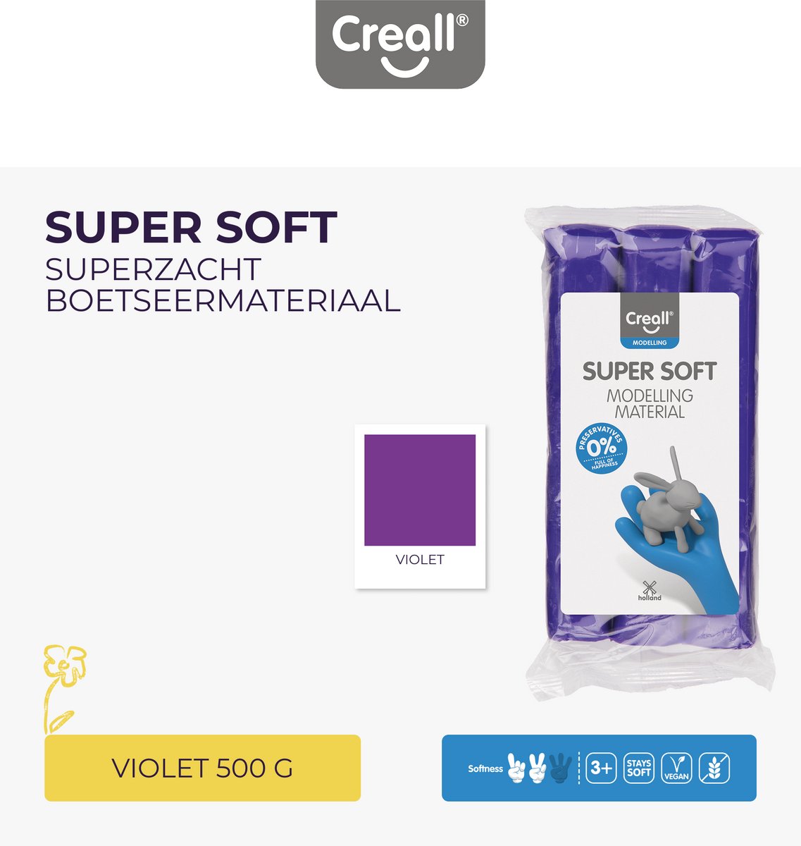Supersoft Boetseerklei 500gr - Paars