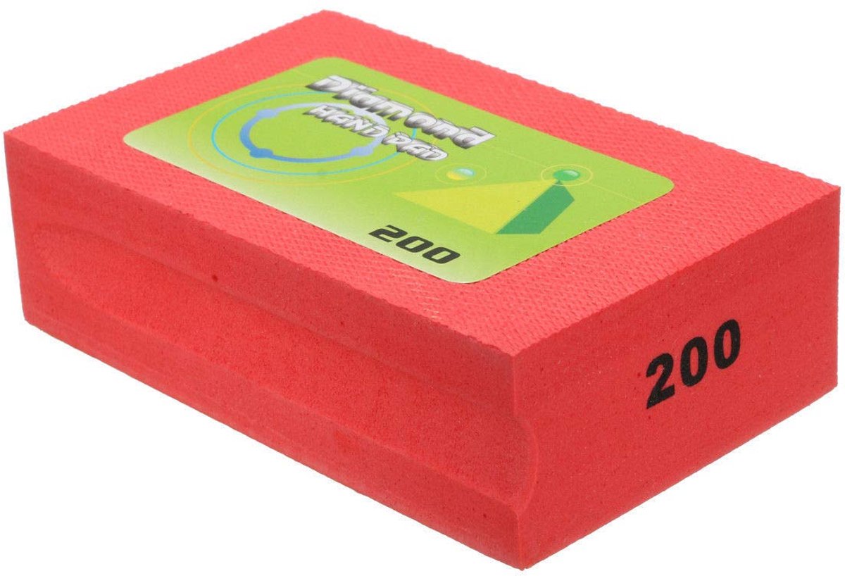 Hand Polijstblok - Schuurspons Diamant - Stenen Bewerken - Flexibele Schuimrug - 90x55x27mm - Rood