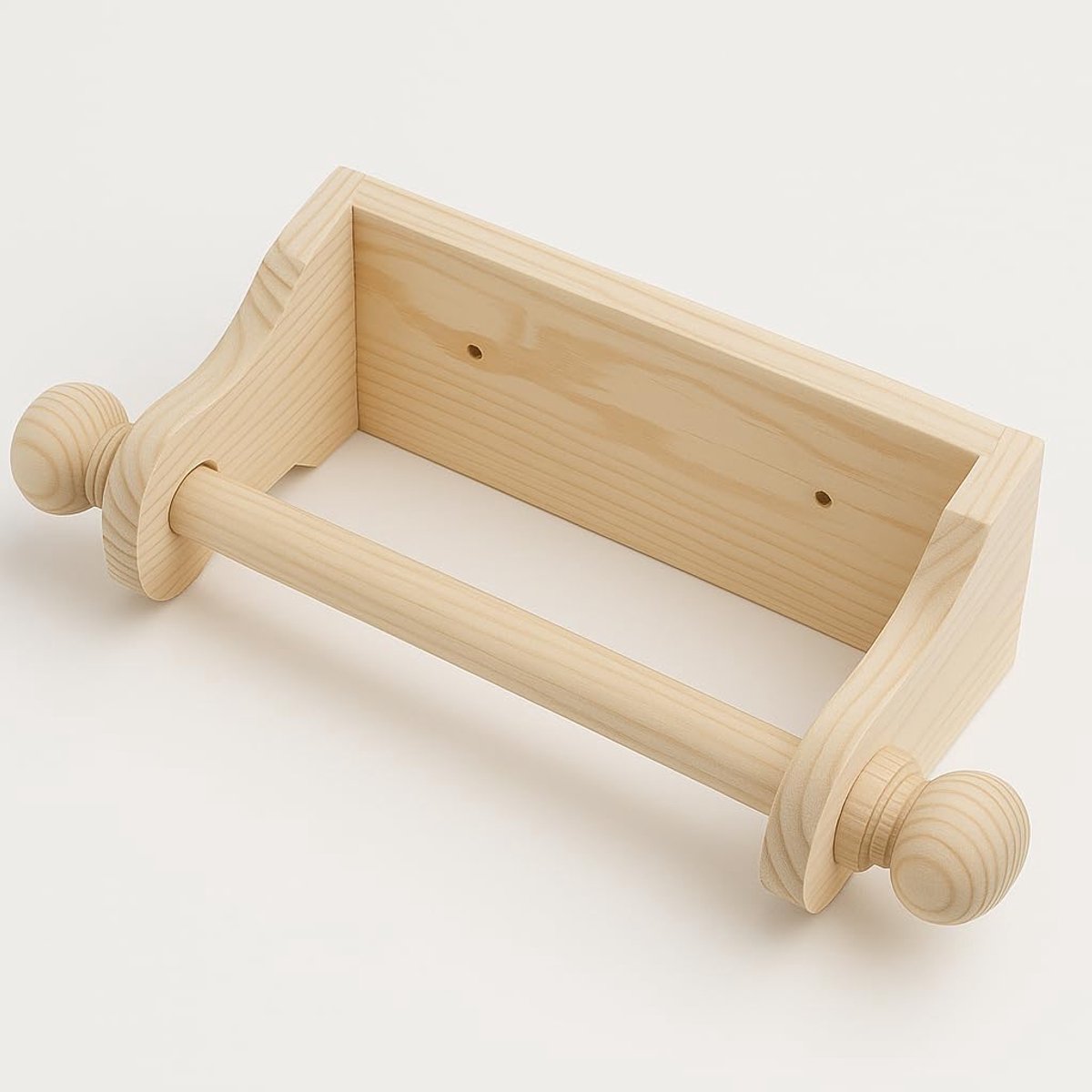 Houten Rolhouder - Natuurlijk Hout - Knutselen Hout - Massief Grenenhout - Ecru
