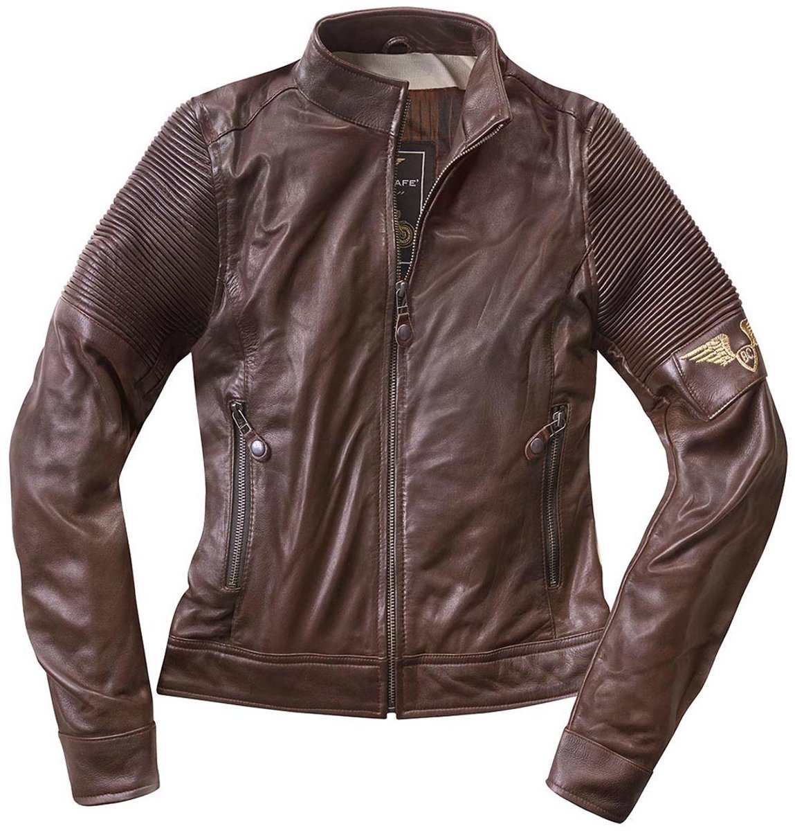 Black-Cafe London Amol Bruin Dames Leren Motorjas - Jas