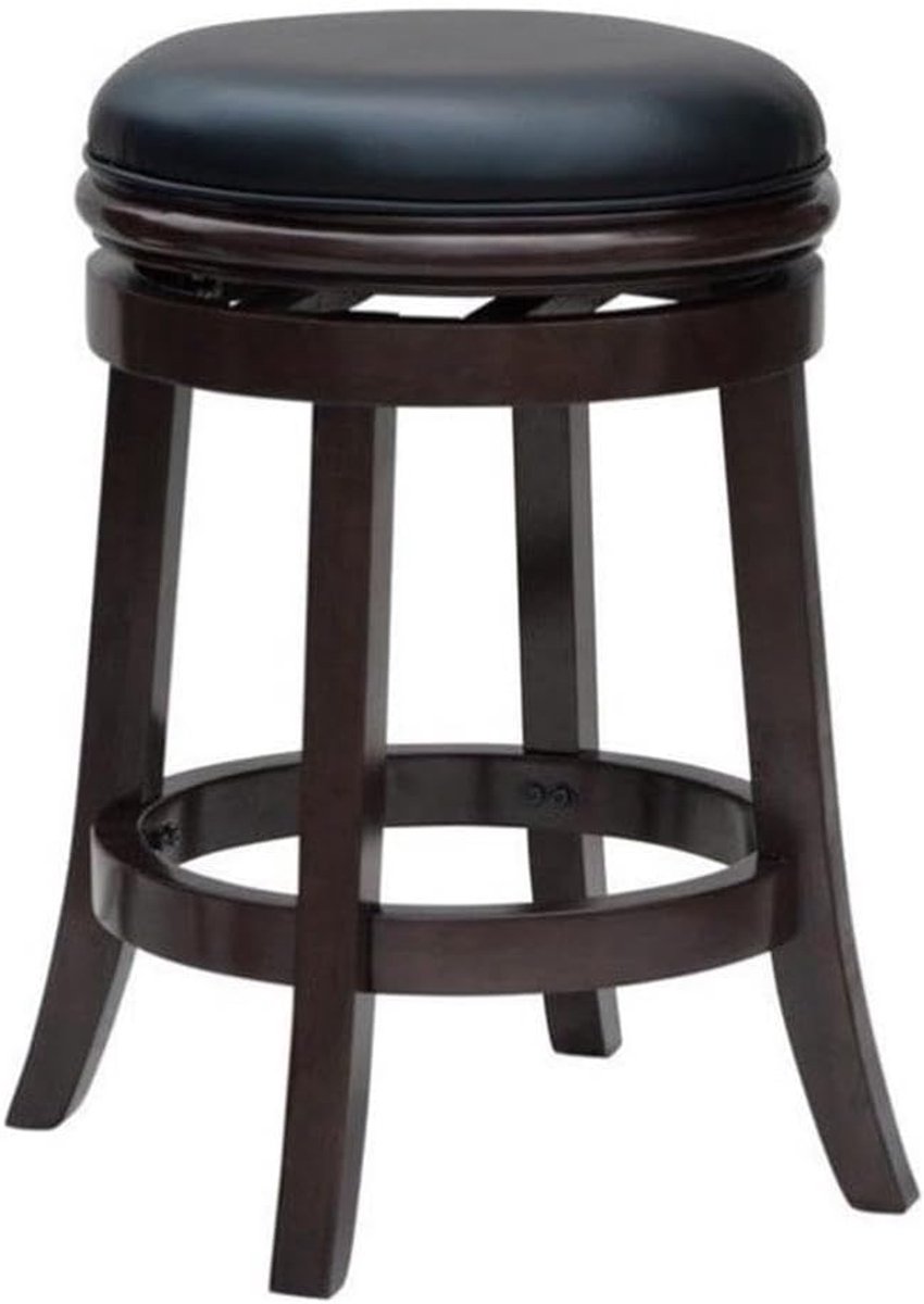 Barkruk Hout - Verstelbaar Zitting - Keuken Bar - Open Rug Ontwerp - 61 cm Hoog - Cappuccino