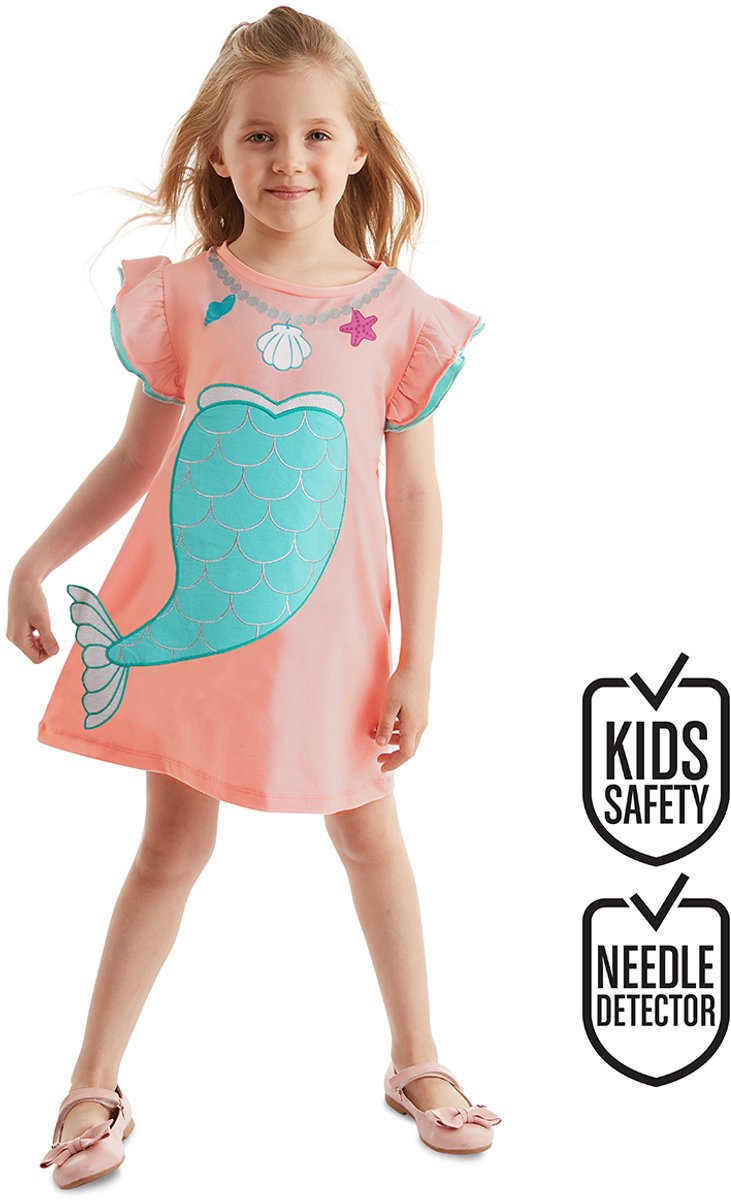 Denokids CFF-21Y1-007 Roze Meisjes Jurk Zeemeerminprint 128