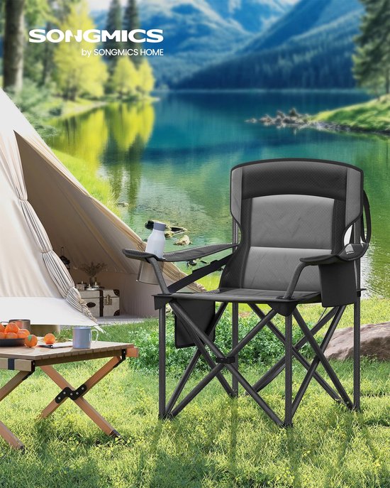 Campingstoel - Klapstoel - Visstoel - Relax Stoel - Buiten - Met Bekerhouder - Koelvak - Opvouwbaar - Met Draagtas - Draagvermogen 205kg - Zwart van Merkloos — afbeelding 5