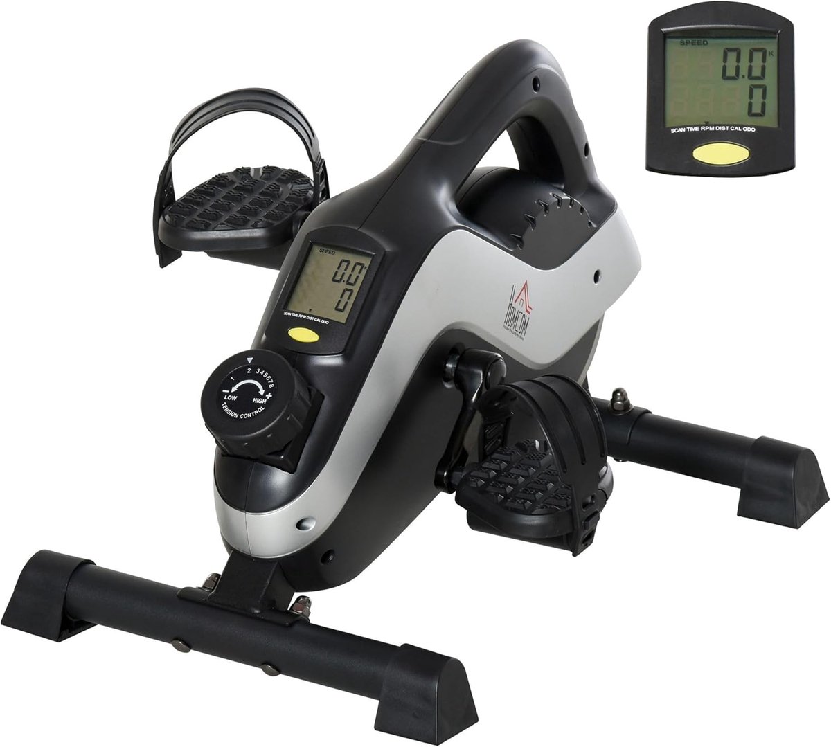 Mini Hometrainer - Pedaaltrainer Beentrainer - Thuis Kantoor Fitness - LCD Display Verstelbare Weerstand - 53x44x34 cm - Zwart Zilver