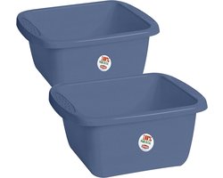 Rechthoekige Kom - Waskom Bak - Huishoudelijk Gebruik - Stevig Plastic - 40 x 34 x 15 cm - Blauw