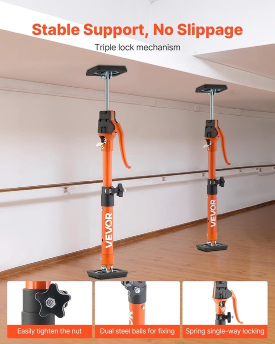 Steunstang Kastkrik - Telescopische Steunpaal - Kasten Monteren - Verstelbaar Tot 100kg - 40-60 cm - Oranje — afbeelding 5