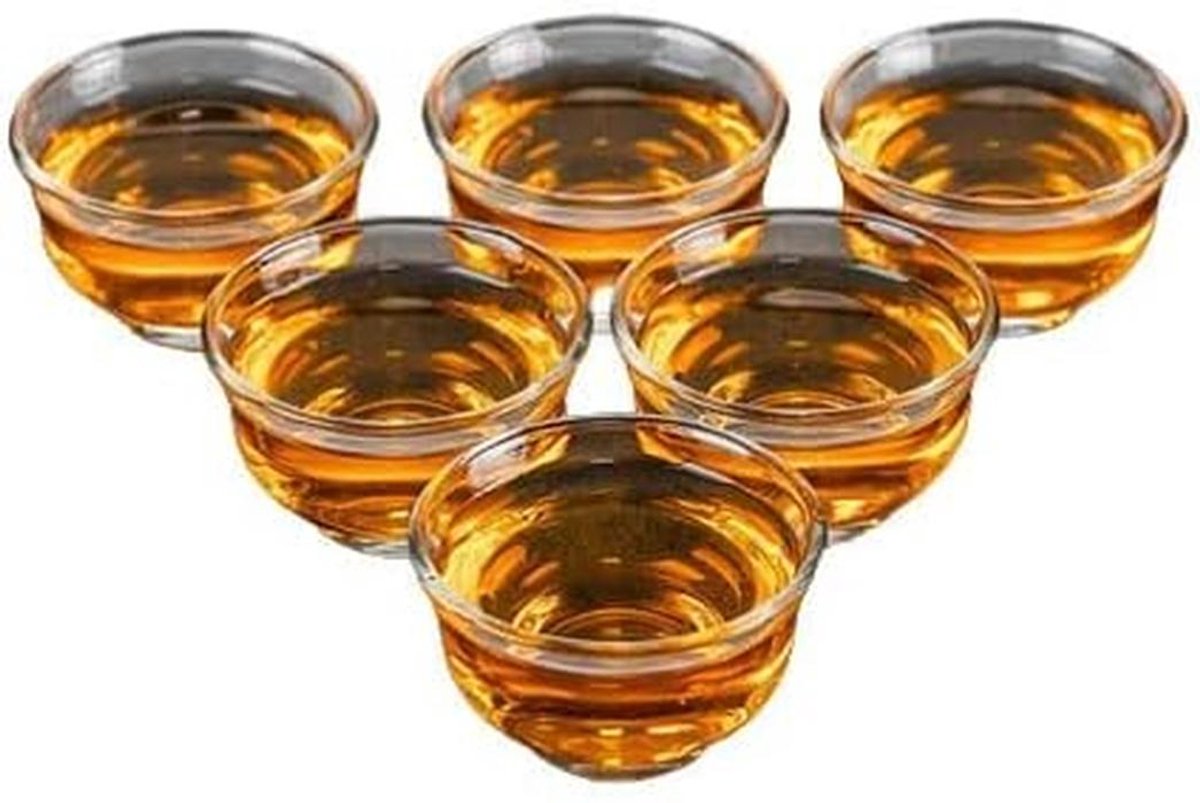 Theeproefbekers Set - Kleine Theeglazen - Kung Fu Thee - Set van 6 - 5.4 x 3.4 cm - Transparant