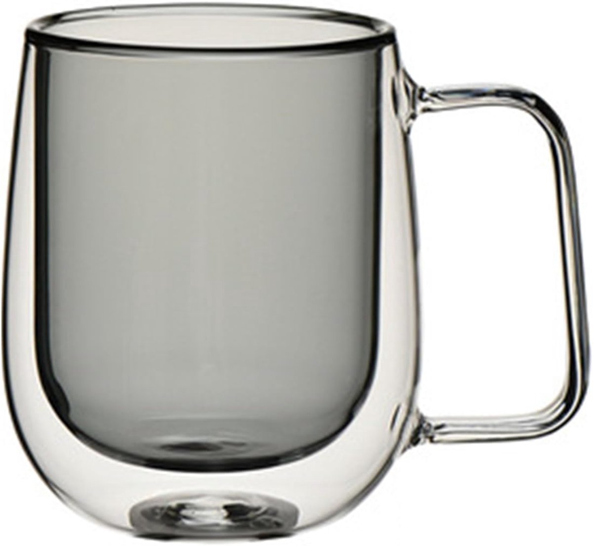 Glazen Mok - Dubbelwandig Glas - Warme Dranken - Met Handvat - 280ml - Grijs