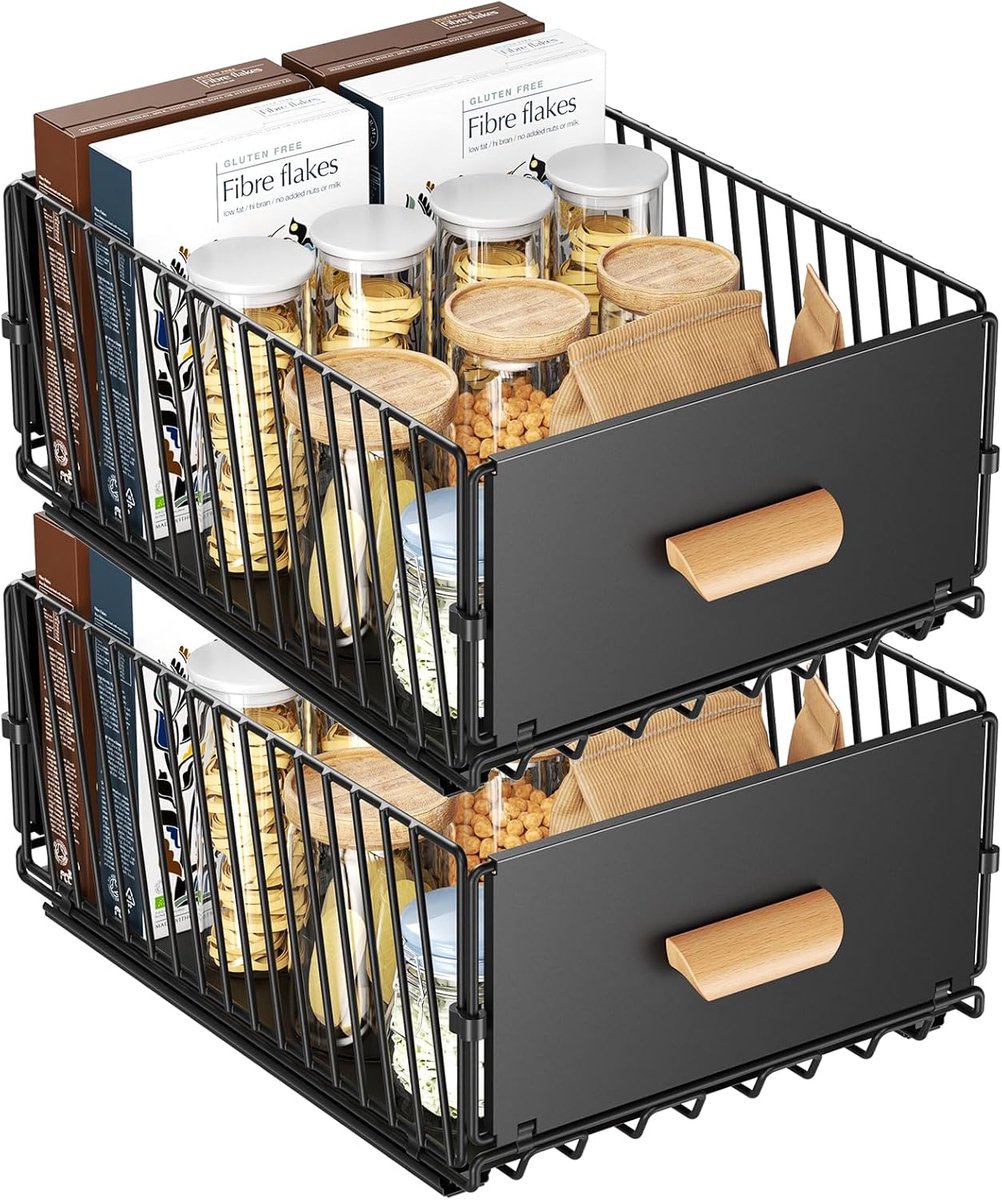Uitschuifbare Lade - Kast Organizer - Keuken Opbergen - Met Handvat - 20x40x30 cm - Zwart