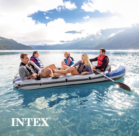 Opblaasbare Boot - Vriendenboot Roeiboot - Waterpret Vissen - Inclusief Roeren Pomp - 5 Personen 599 kg - Grijs Heide — afbeelding 4