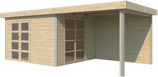 Woodlands Blokhut Misaka met Overkapping en Aluminium Hoekprofiel 655 x 295 cm