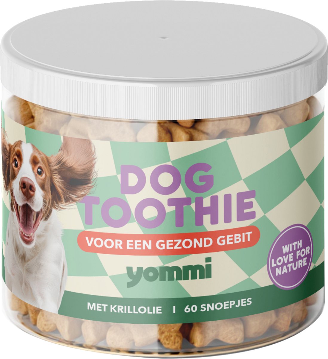 Yommi Dog Toothy snack supplement met Krillolie - omega 3 olie afkomstig van kleine Antarctische kreeftachtigen, betere opname dan visolie, gebits supplement hond - 60 stuks- Tegen Tandplak en Slechte Adem