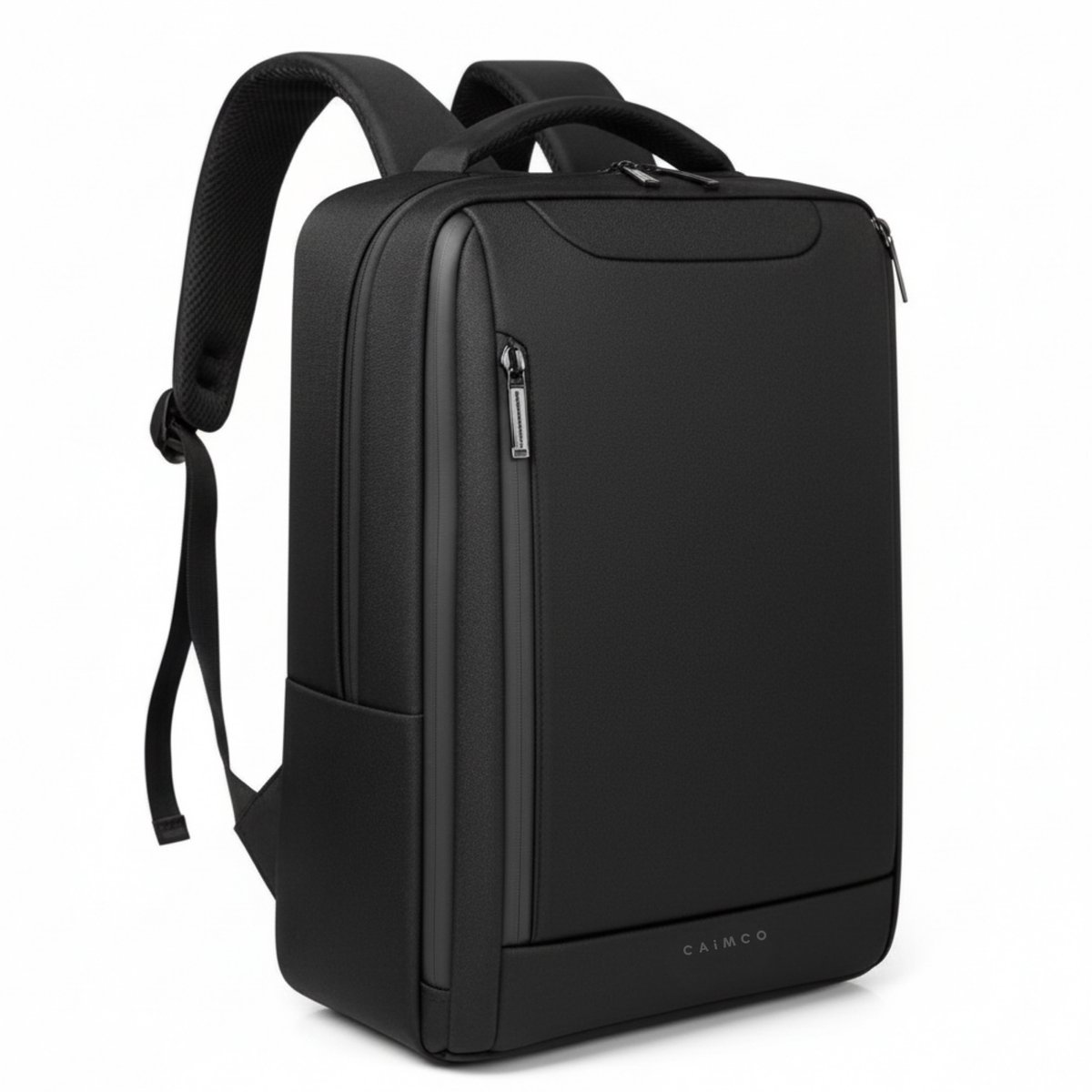 Caimco Axis Rugzak - Waterafstotende Rugzak met Laptopvak, USB-poort, Kofferriem & Ademend Rugpand - Zwart