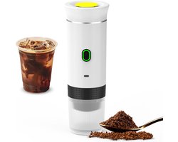 Draadloze, draagbare elektrische koffiemaker met USB-C-poort, zelfverwarmend, oplaadbaar, geschikt voor reizen, kamperen, campers, thuis, kantoor, enz. (wit)