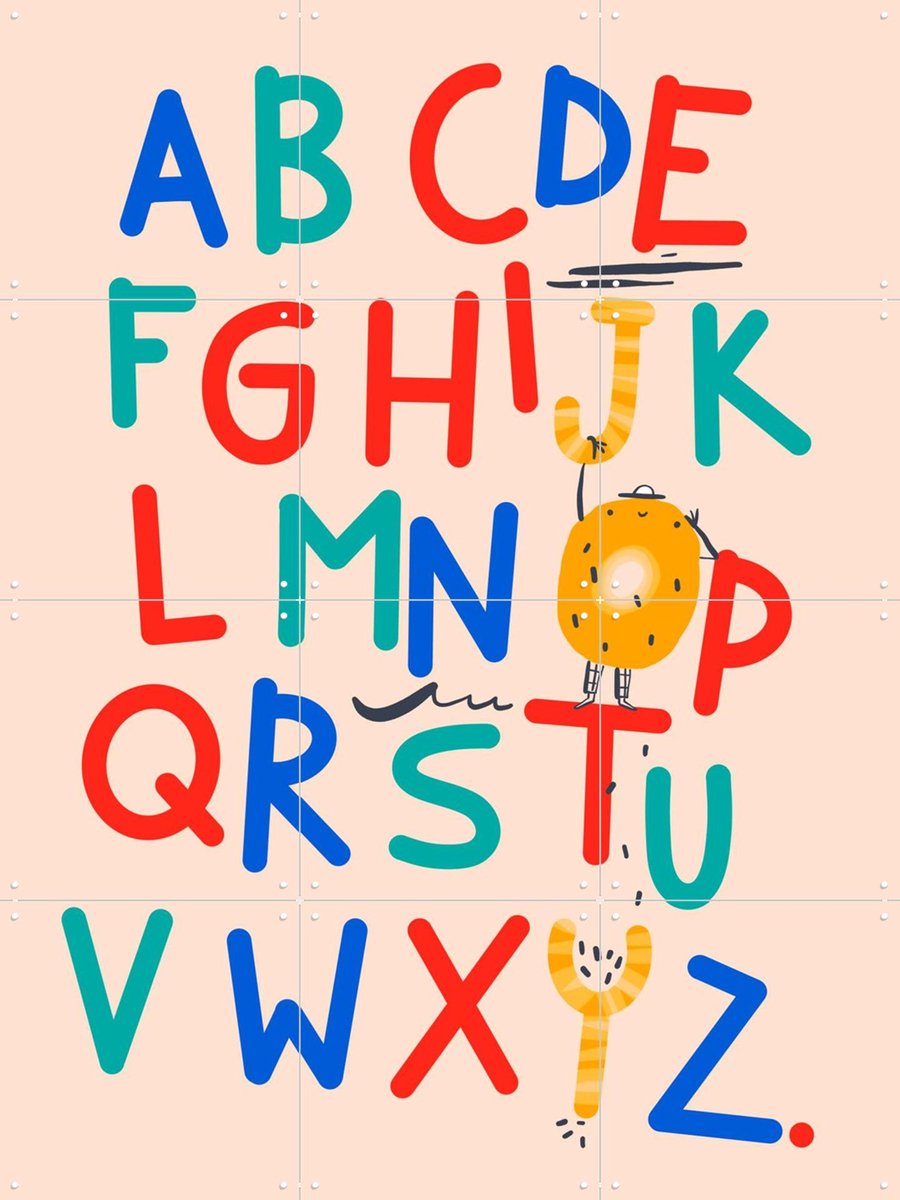 IXXI ABC, Gozde - 60 x 80 cm - Gratis ophangtool - Grote wanddecoratie en posters Studeerkamer, Kinderkamer, Educatief