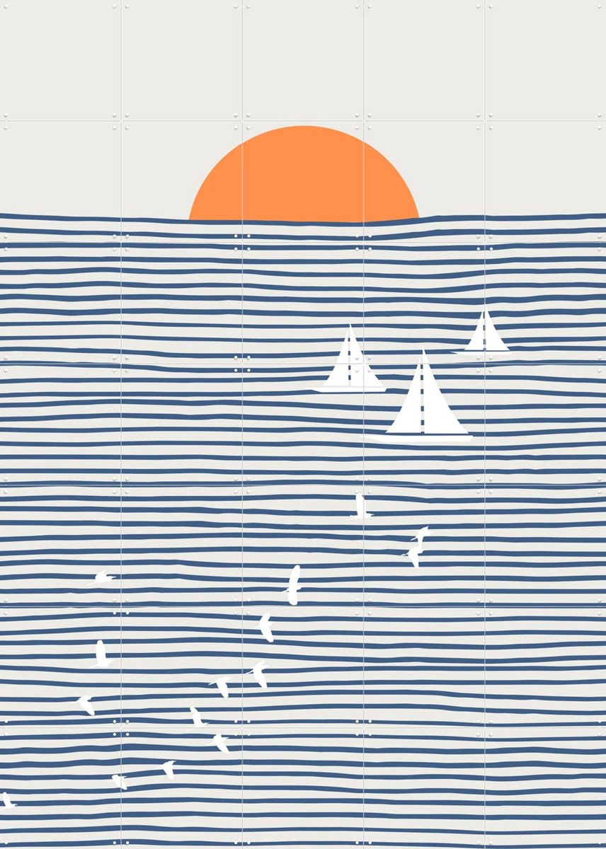 IXXI Three White Sails, Little Dean & Various - 100 x 140 cm - Gratis ophangtool - Grote wanddecoratie en posters - Grafisch Ontwerp, Line art