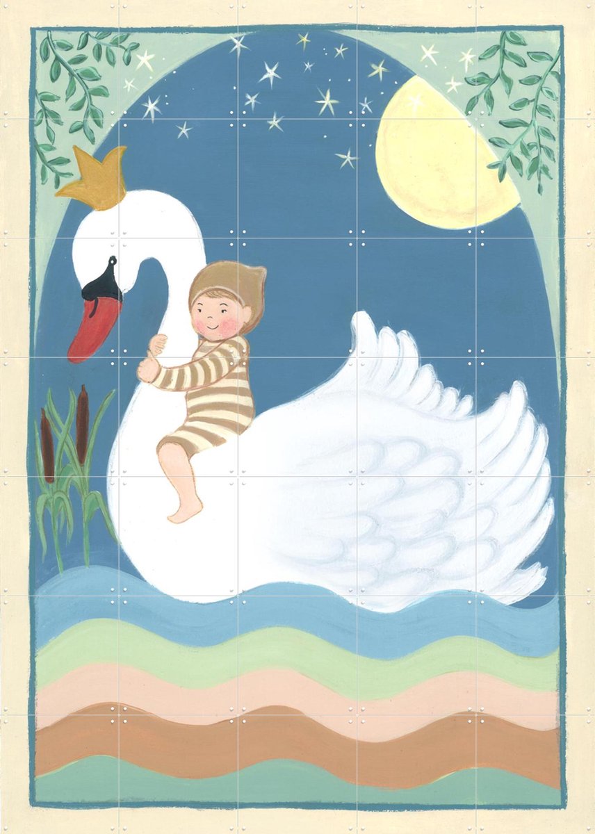 IXXI In de Maneschijn, Desirée van Hattem - 100 x 140 cm - Gratis ophangtool - Grote wanddecoratie en posters - Illustraties, Speels, Fantasierijk