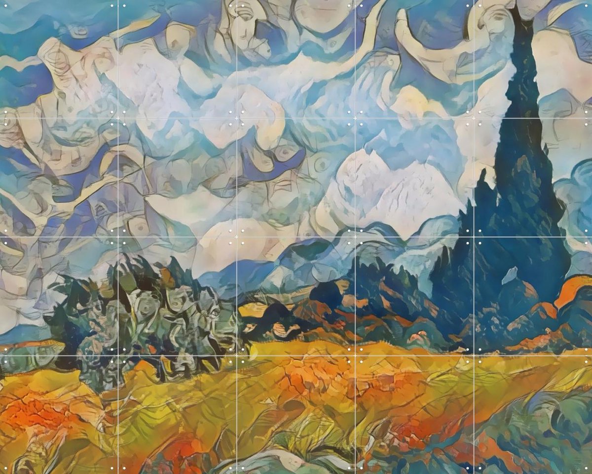 IXXI Wheatfield with Cypresses Picasso style, Seaways & Van Gogh 21st Century - 100 x 80 cm - Gratis ophangtool - Grote wanddecoratie en posters -