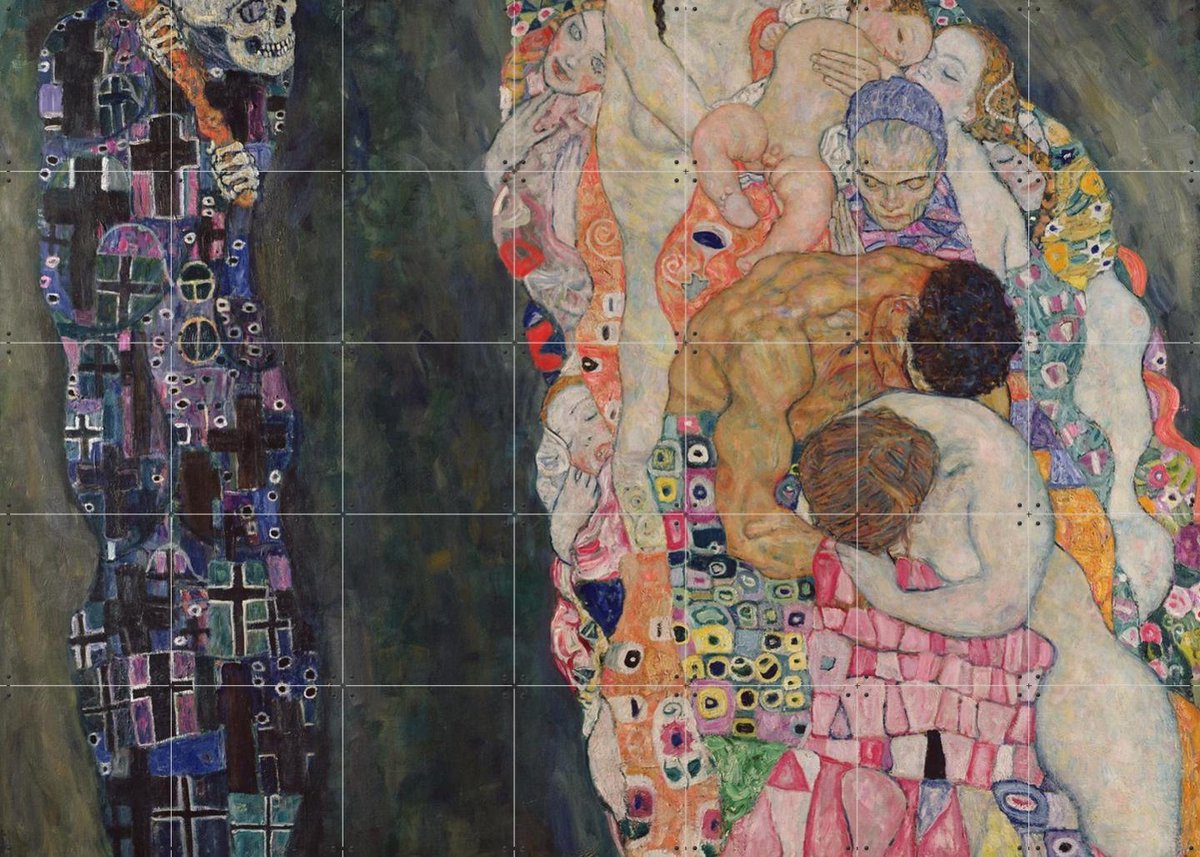 IXXI Death and Life 1911, Gustav Klimt & Bridgeman Images - 140 x 100 cm - Gratis ophangtool - Grote wanddecoratie en posters - Klassiek, Art Nouveau