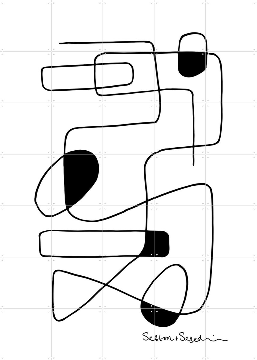 IXXI Linework white, Sefton & Segedin - 100 x 140 cm - Gratis ophangtool - Grote wanddecoratie en posters - Abstract, Grafisch Ontwerp, Line art