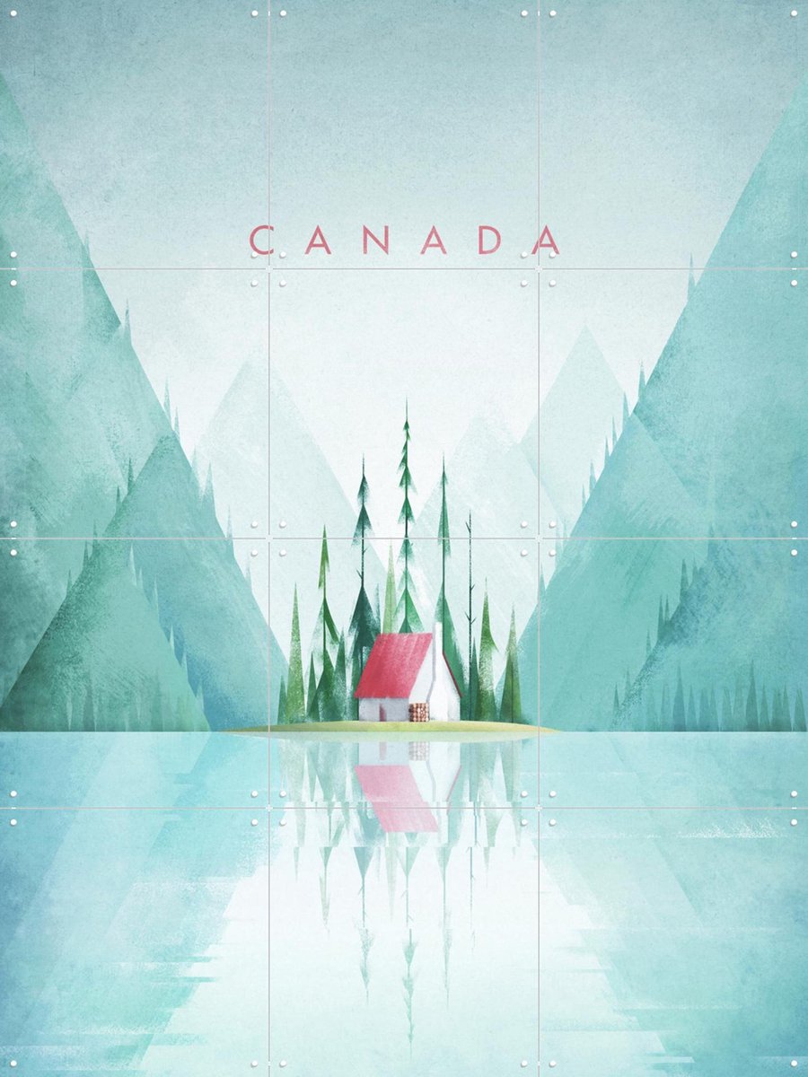 IXXI Canada, Henry Rivers - 60 x 80 cm - Gratis ophangtool - Grote wanddecoratie en posters - Geometrische Kunst, Illustraties, Kleurrijk