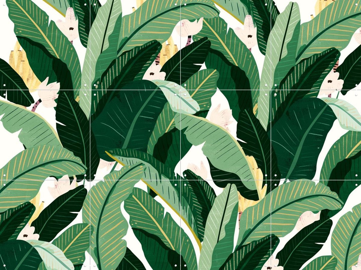 IXXI Banana Leaf Neutral White, Lotte Dirks - 80 x 60 cm - Gratis ophangtool - Grote wanddecoratie en posters - Illustraties, Grafisch Ontwerp