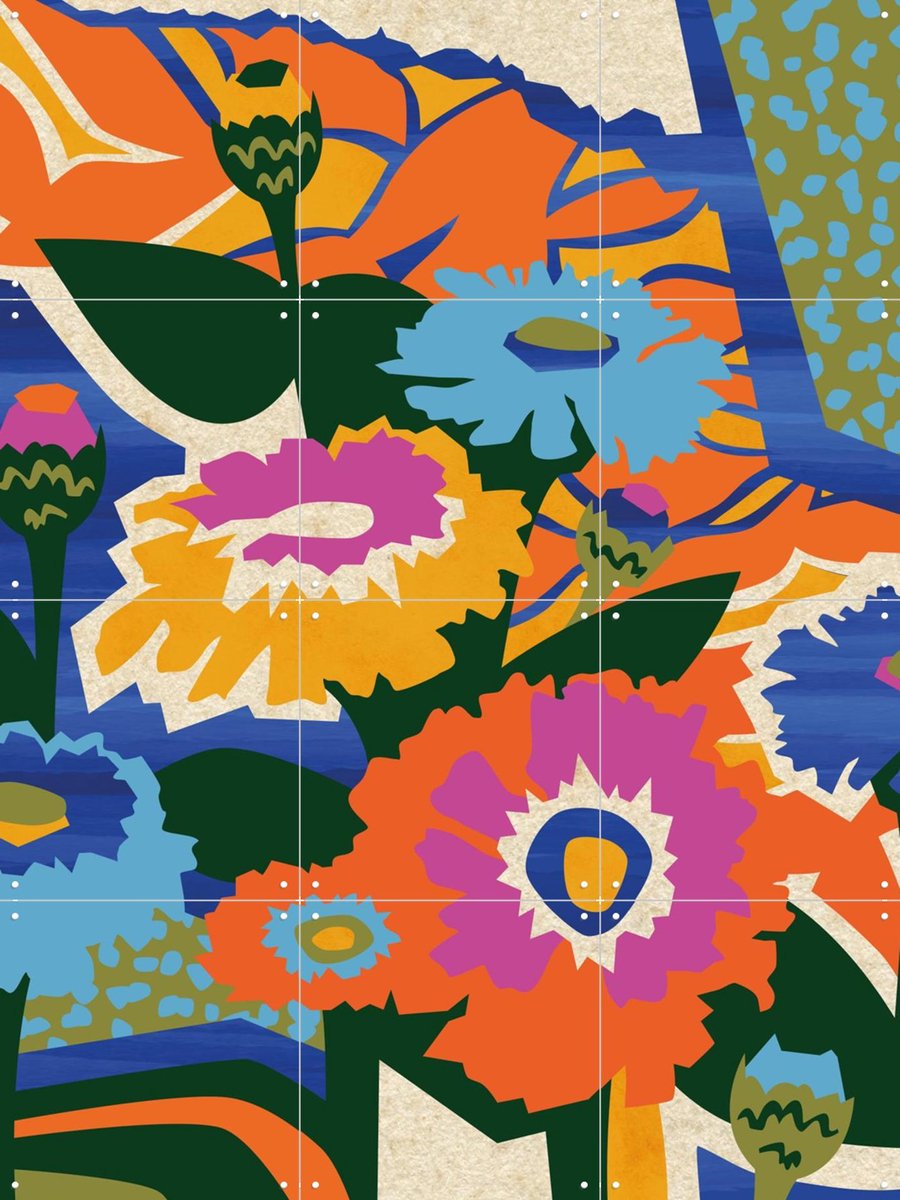 IXXI Zinnia, Megan Gallagher - 60 x 80 cm - Gratis ophangtool - Grote wanddecoratie en posters - Pop art, Speels, Fantasierijk, Digitale Kunst