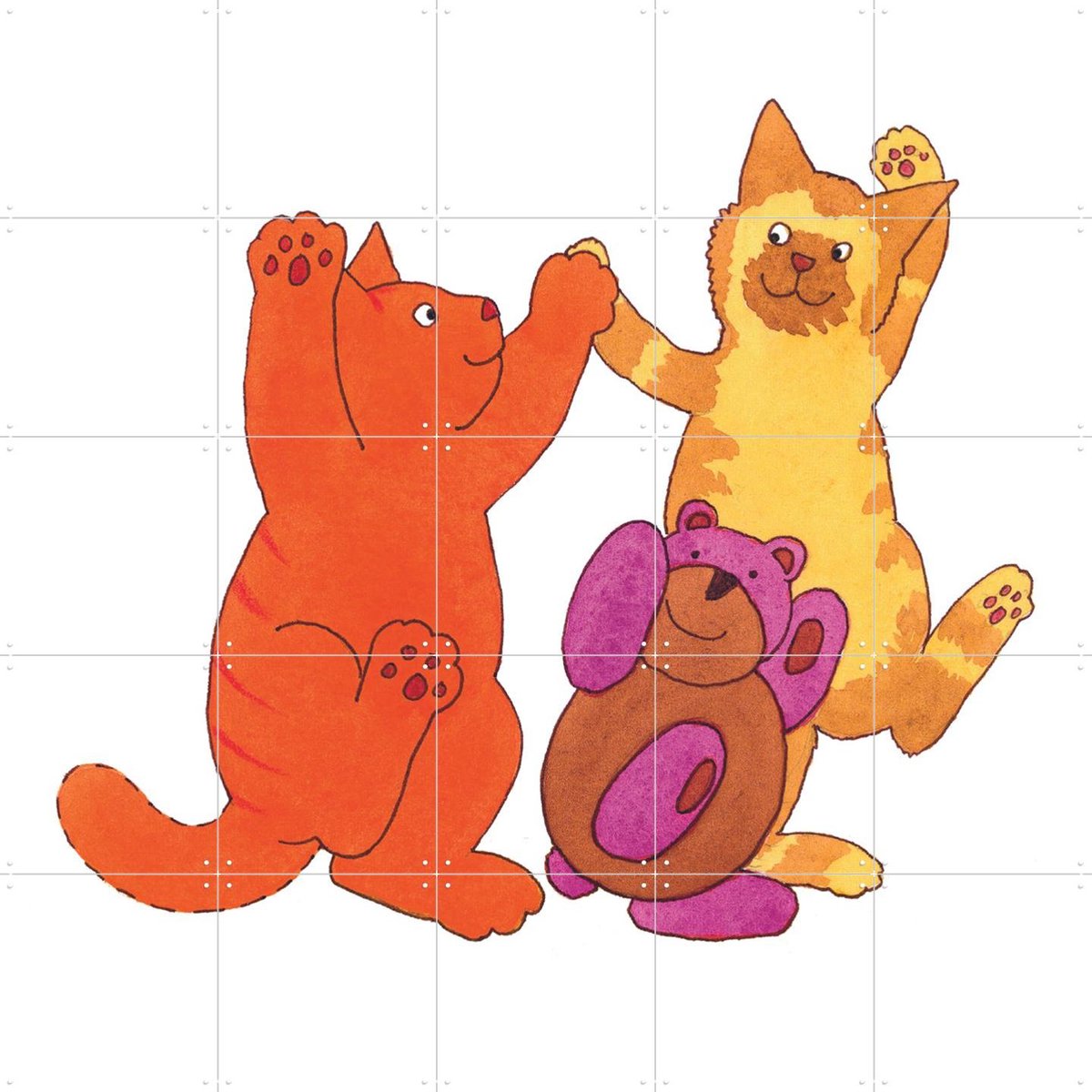 IXXI Dikkie Dik Vreugdedans, Dikkie Dik - 100 x 100 cm - Gratis ophangtool - Grote wanddecoratie en posters - Fantasierijk, Kleurrijk, Cartoonesk