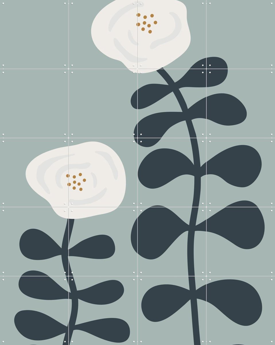 IXXI Blooming Flowers, Little Otja - 80 x 100 cm - Gratis ophangtool - Grote wanddecoratie en posters - Minimalisme, Illustraties, Geometrische Kunst