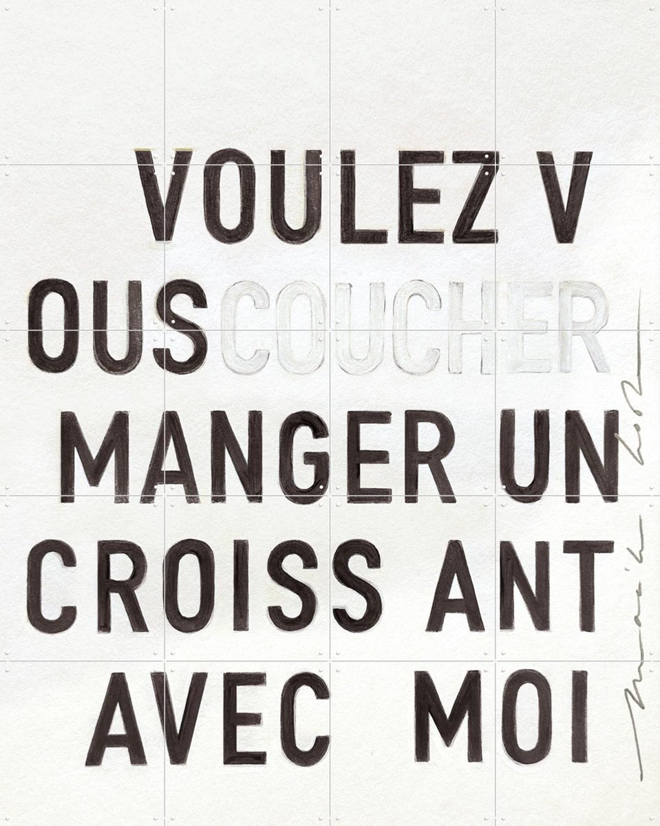 IXXI Manger un Croissant - black, Maaike Koster & My Deer Art Shop - 80 x 100 cm - Gratis ophangtool - Grote wanddecoratie en posters - Typografie