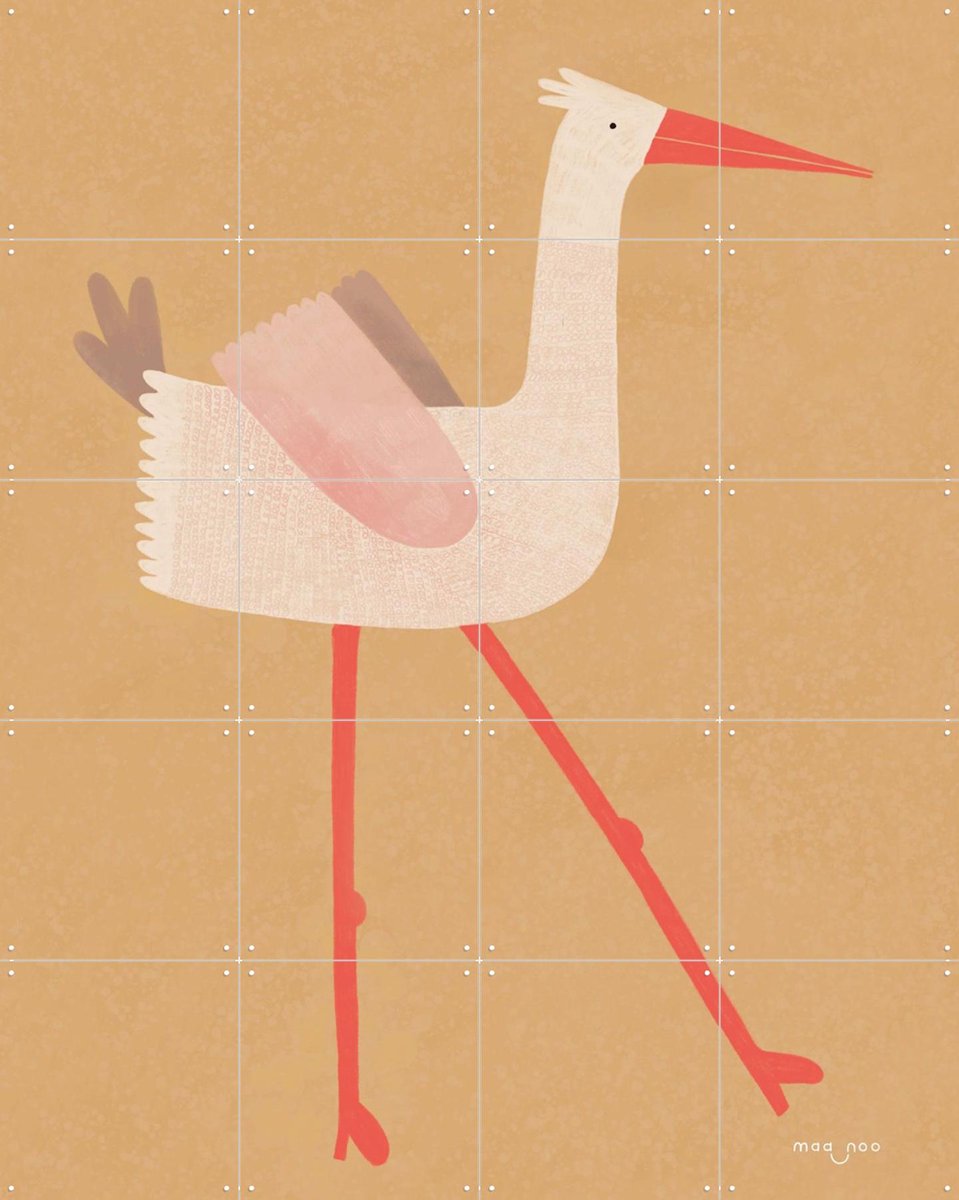 IXXI Funny Little Bird, Maa-noo - 80 x 100 cm - Gratis ophangtool - Grote wanddecoratie en posters - Illustraties, Cartoonesk, Digitale Kunst