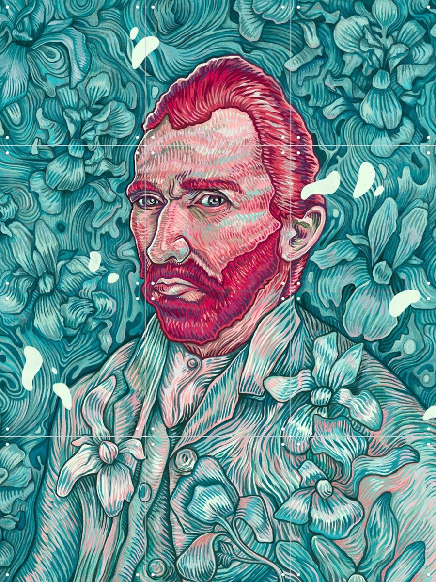 IXXI Van Gogh Self Portrait, Studio Muti & Van Gogh 21st Century - 60 x 80 cm - Gratis ophangtool - Grote wanddecoratie en posters - Kleurrijk